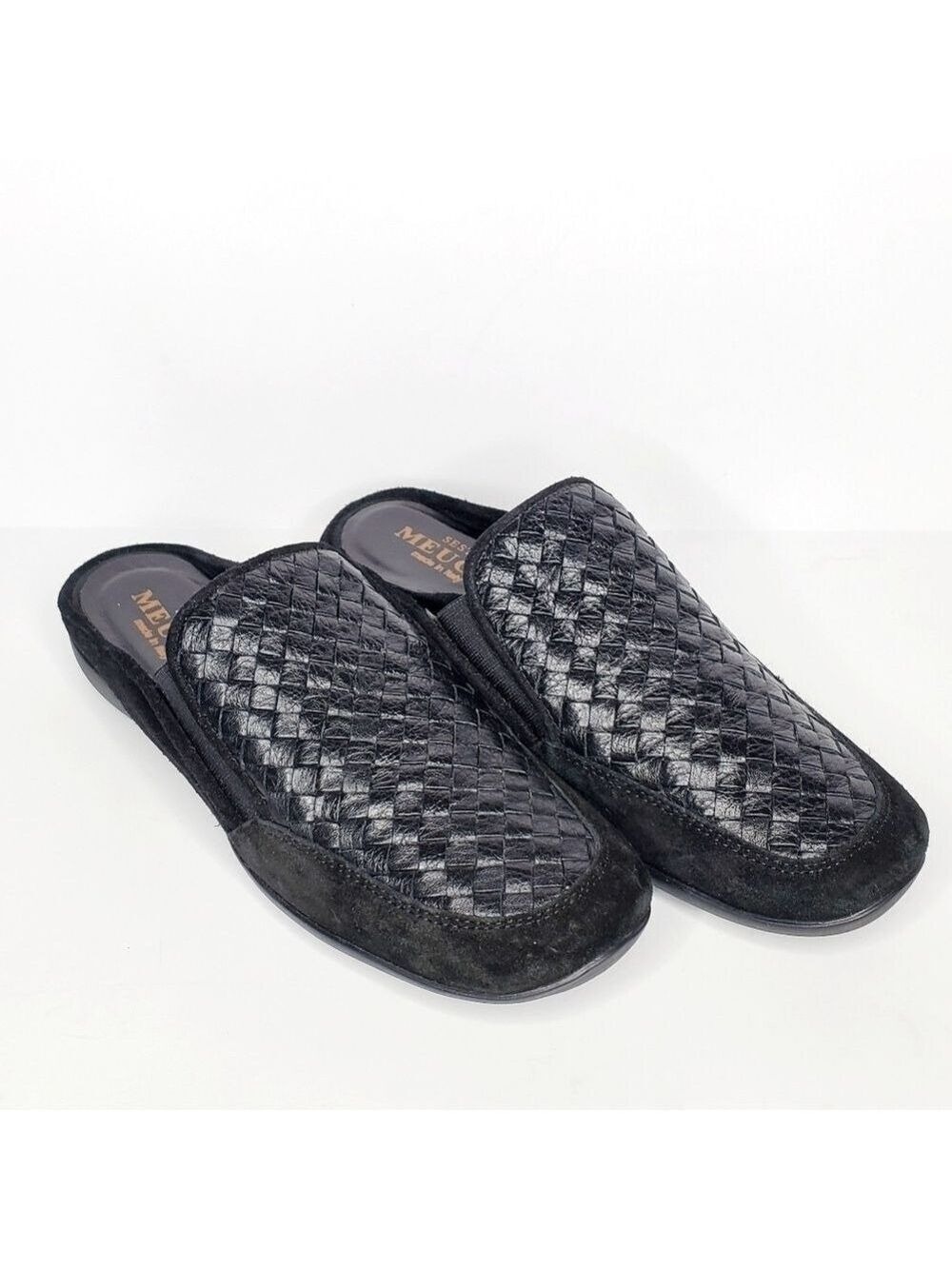 SESTO MEUCCI Giana Woven Comfort Black Leather Mule Size 6.5 Narrow